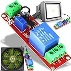 Retoo Modul DC fördröjningstidsrelä 12 V för arduino eller raspberry, 1–10s, tidskontrollkrets, timer fördröjningsreläsbrytare, relämodul timer, ON/av timerbrytare, NE555