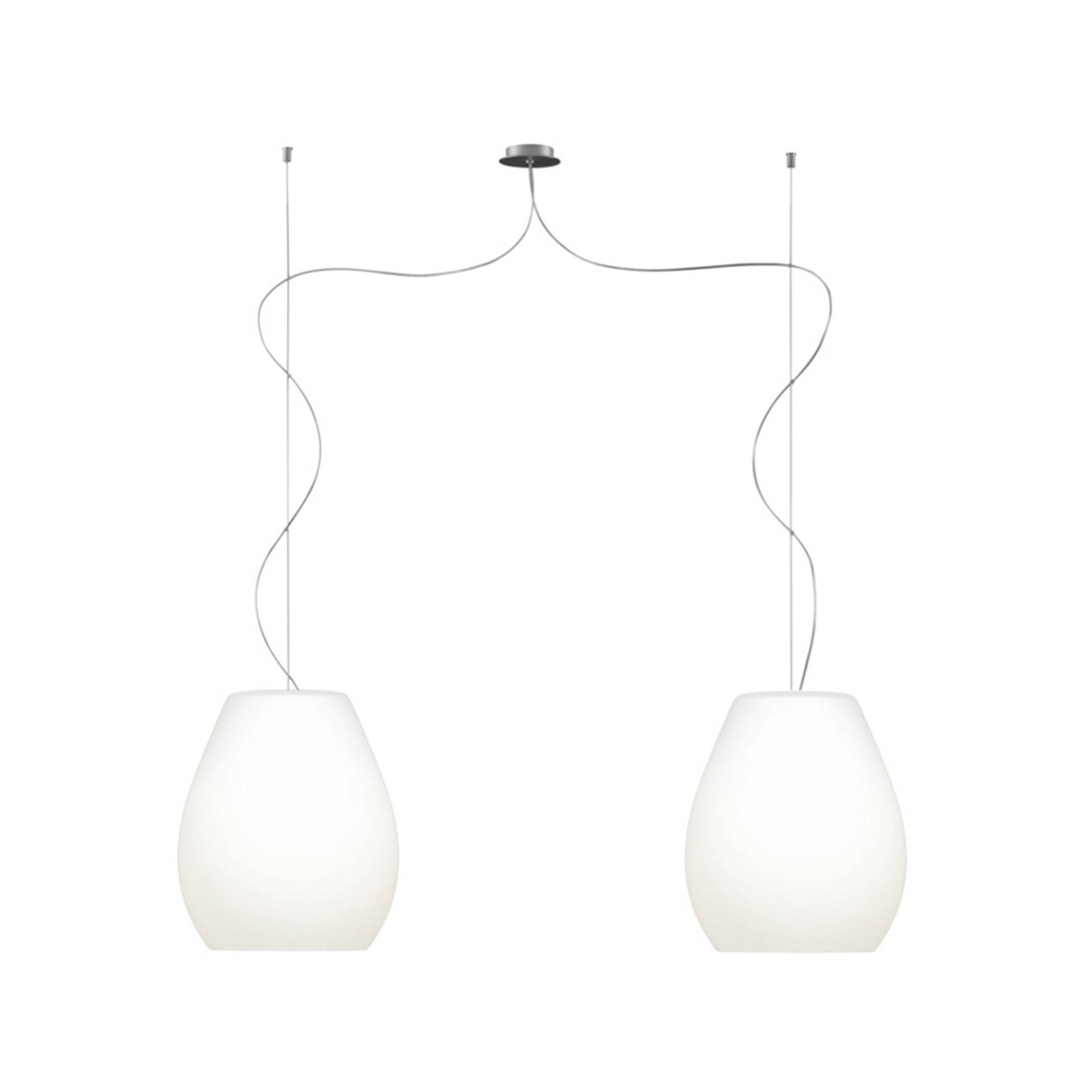 Casablanca Glas hængelampe Bagan, dæmpbar, Hvid/opal, Stue/spisestue, Glas, Design