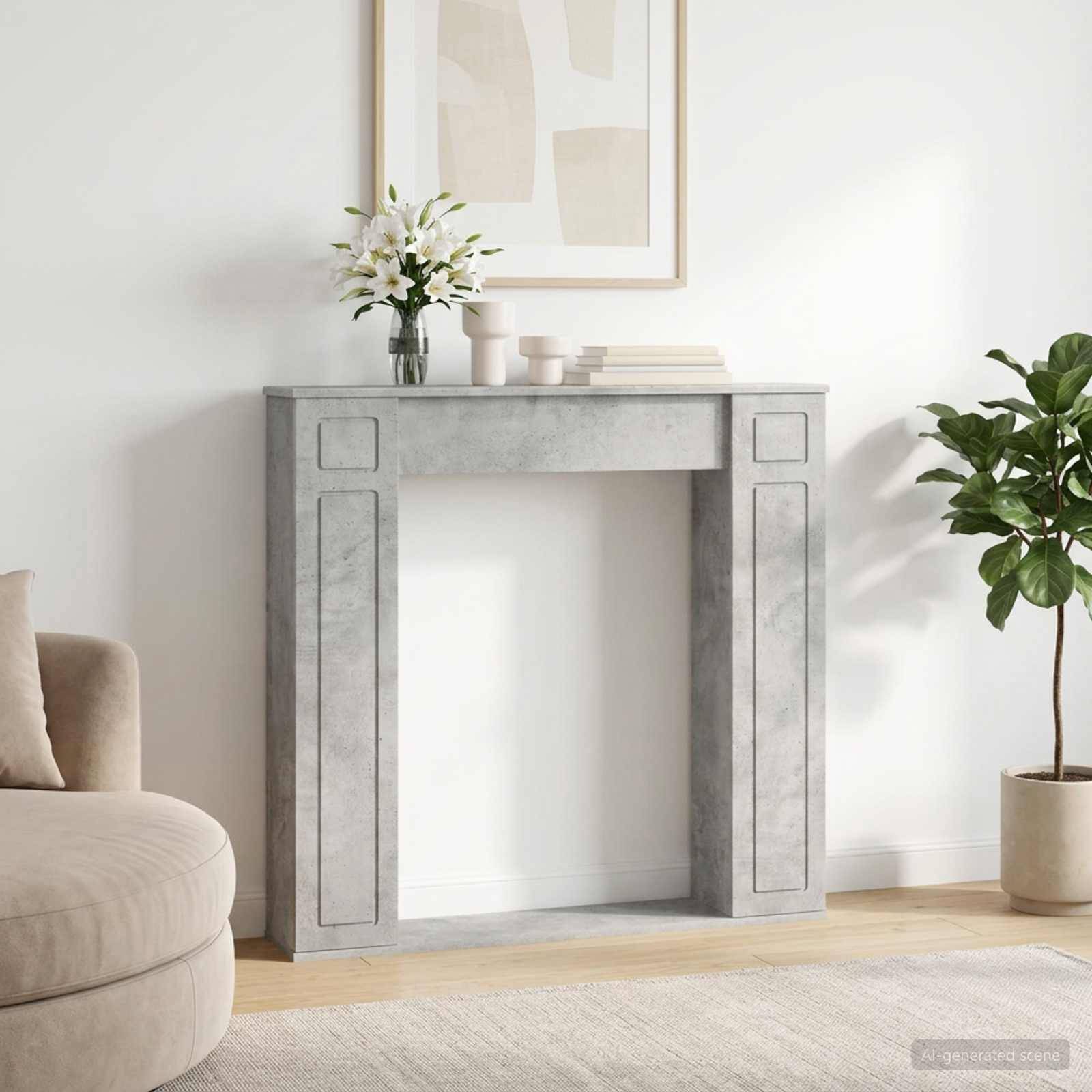 vidaXL Pejseramme Betongrå 100 x 20 x 100 cm Konstrueret træ