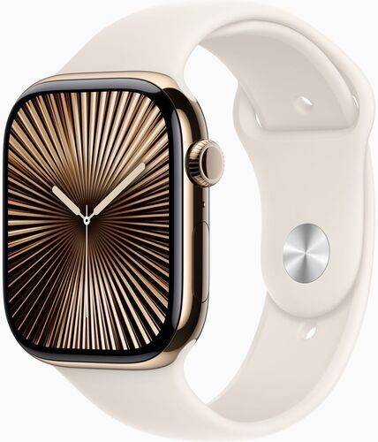 Apple Watch Series 10 Titan 46 mm (2024) | GPS + Cellular | guld | Sportband S/M | Stjärnglans