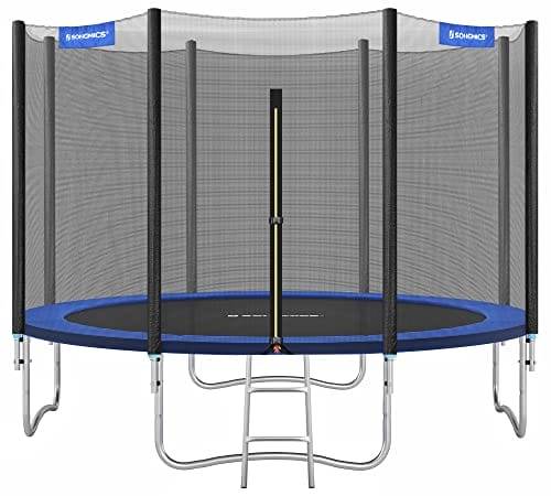 Trampoline 305 Cm (10 Ft), Utomhus Bakgård Trampolin, Tüv Rheinland Gs -certifikat, med Kapslingssäkerhetsnät, Fjäderskydd, Stege, Håller 150 Kg, Blå