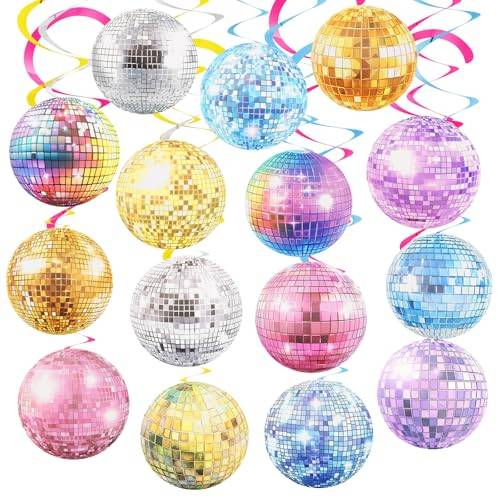 35 stycken discokula party serpentiner discokula hängande spiraler, 70-talet, 80-talet, 90-talstema, festdekorationer, färgglada serpentiner hängande virvlar festfiltar dekoration disco kjol, hippie