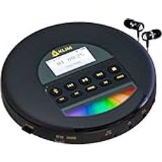 KLIM Nomad - Bärbar CD-spelare med lång batteritid - Nytt 2024 - KLIM Fusion hörlurar - CD Player Mini Compact - FM-radio kompatibel med CD-R, CD-RW MP3 - Guld