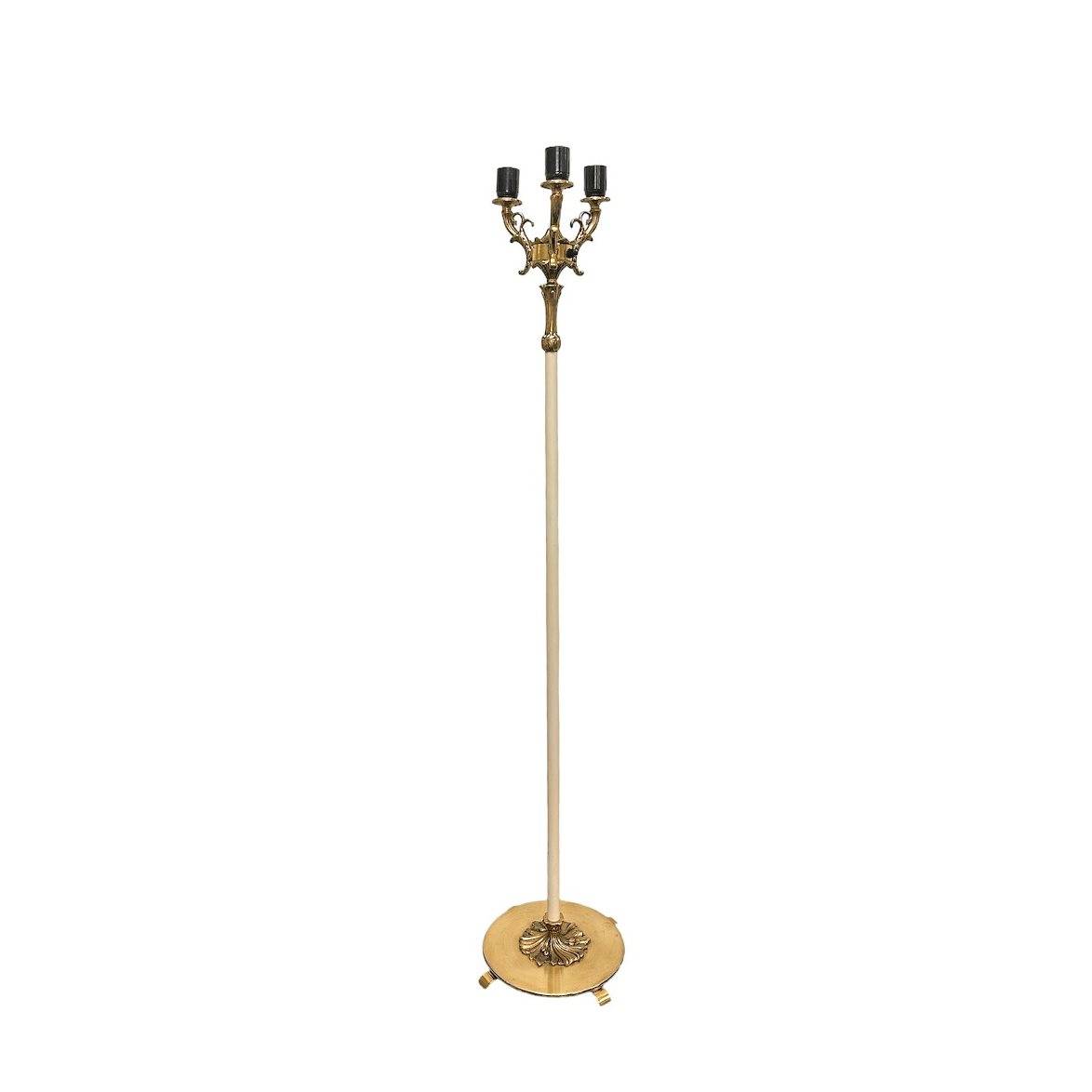 Vintage by Bright 1-2-3 Hypatia golvlampa, mässing/vit