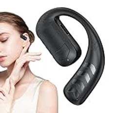 Single Ear Headset - Wireless bluatooth Earpiece med brusreducerande mikrofon | Handsfree mono hörlurar för företag, körning, hem | Över örkrokdesign, lång batteritid, universell kompatibilitet