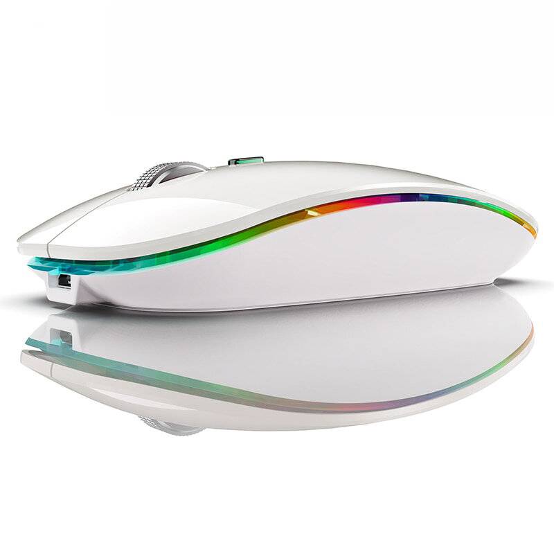 BOW RGB 2.4G+Blåtandstrådlös mus bakgrundsbelysning Jiggler mus uppladdningsbar tyst ergonomisk möss för iPad laptop dat