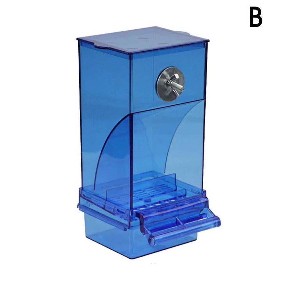 (blue) No Mess Bird Feeders Automatic Parrot Feeder Drinker Food Container Pet Supply