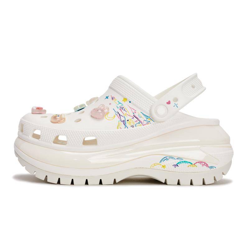 Crocs Mega Crush Clog EVA REGO Korv Drömslott Handmålat Graffiti Slott Dopamin Hålskor Unisex Vit cm vit