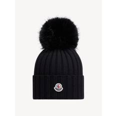Wool Beanie with Pom Pom Black