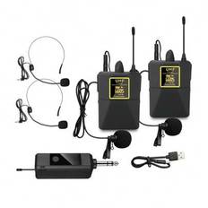 UHF trådlös mikrofonsystemsats - Bärbar professionell sladdlös mikrofonset med headset, lavalier, sändare, mottagare - karaoke och konferens - Svart (MIC*2,MIC*1,2 mikrofoner,mikrofon*2)