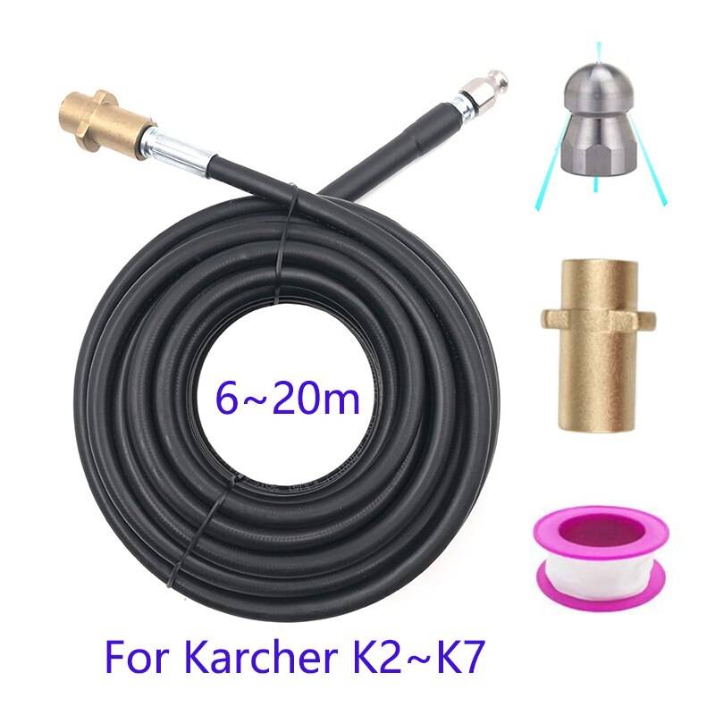 För karcher k2 k3 k4 k5 k6 k7 högtryckstvätt 2 6m 10m 15m 20 meter 160 bar avloppsvatten rengöringsslang - Färglös