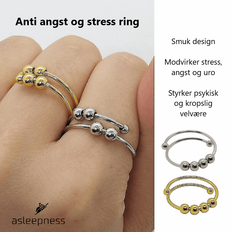 Anti angst og stress sølv og guld ring med gaveæske - Sølv uden æske