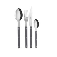 Sabre Paris - Bistrot Shiny Solid / 24 Pieces Cutlery Set / Dark Grey - Bestiksæt