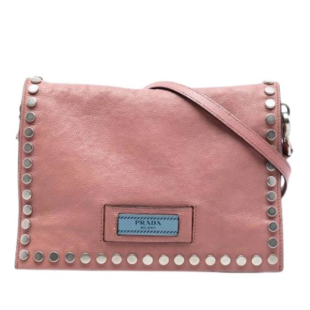 Prada Vintage Pre-owned Etiquette Skuldertaske - Vintage - Dame - Lyserød - ONE SIZE - Uld