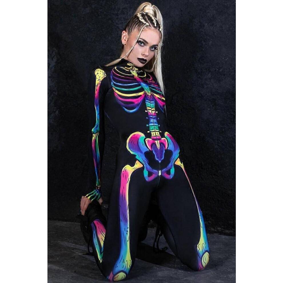 (S)Regnbue-skeletkostume til kvinder - Fantastisk til jul, Halloween og LGBT-temafester