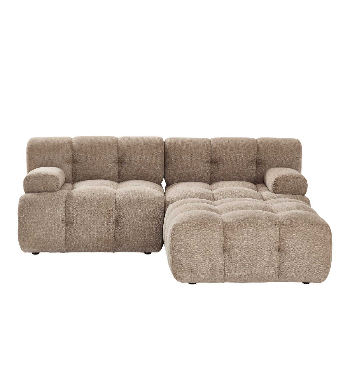 Lilie - modulsofa i sand med 2 moduler højre- og venstrevendt chaiselong - L: 190 x D: 190 x H: 64 cm