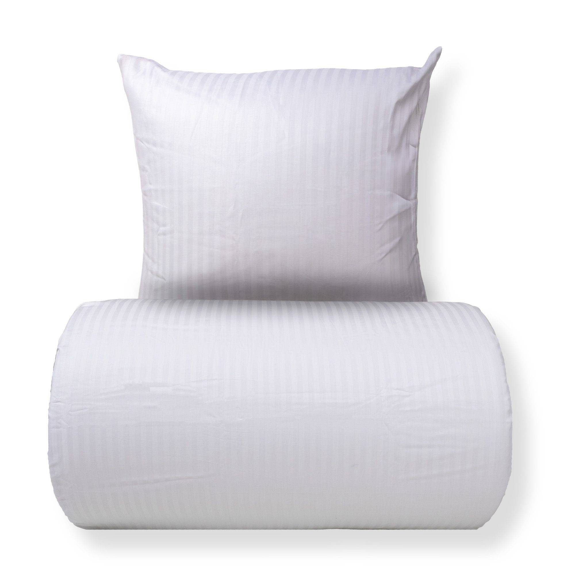 Dobbelt sengetøj 240x220 cm - 100% bomuldssatin - Klassisk hvide striber