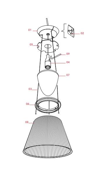 Reservedel: Plastdel i baldakin til Flos Romeo Moon S1/S2