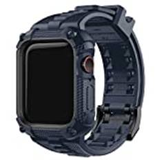 Fullmosa Rem kompatibel med Apple Watch 45 mm, med stöttåligt fodral, robust iWatch-rem med skärmskydd, för Apple Watch serie 9/8/7, blå