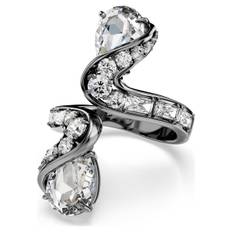 The Vienna Collection Offener Ring, Feder, Weiß, Rutheniert