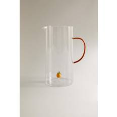 ORANGE GLASS JUG WITH HANDLE