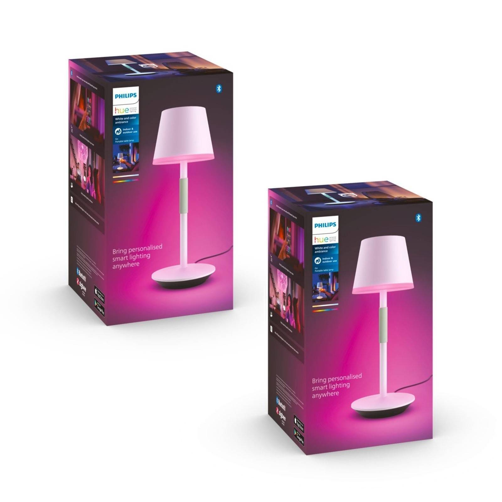 Philips Hue - 2 x Belle Bærbar Lampe Hvid (Pakke) - Fri fragt og klar til levering - Prismatch