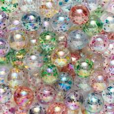 Glitterpärlor med vackra iriserande färger, ca 300 st. Ø10 mm - Färgmix