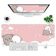VYEUIAO Rosa gaming-musmatta med kattmotiv, skrivbordsunderlägg, 800 x 300 mm, söt stor XL-musmatta, professionell gamer-musmatta för dator/PC, Kawaii-tangentbordsmatta