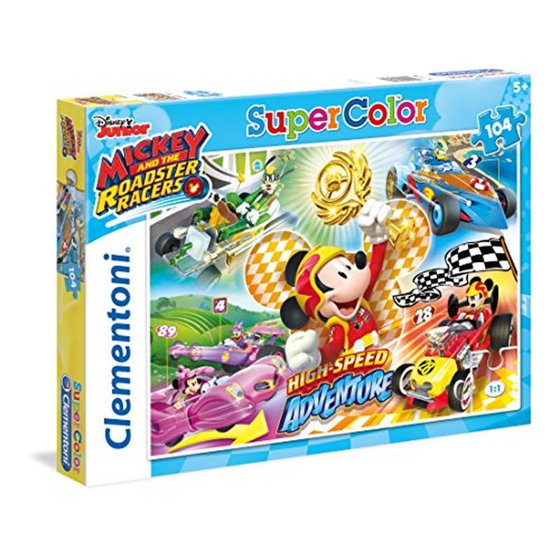 Clementoni 27085" Mickey and The Roadster Racers Puzzle, 104 Teile