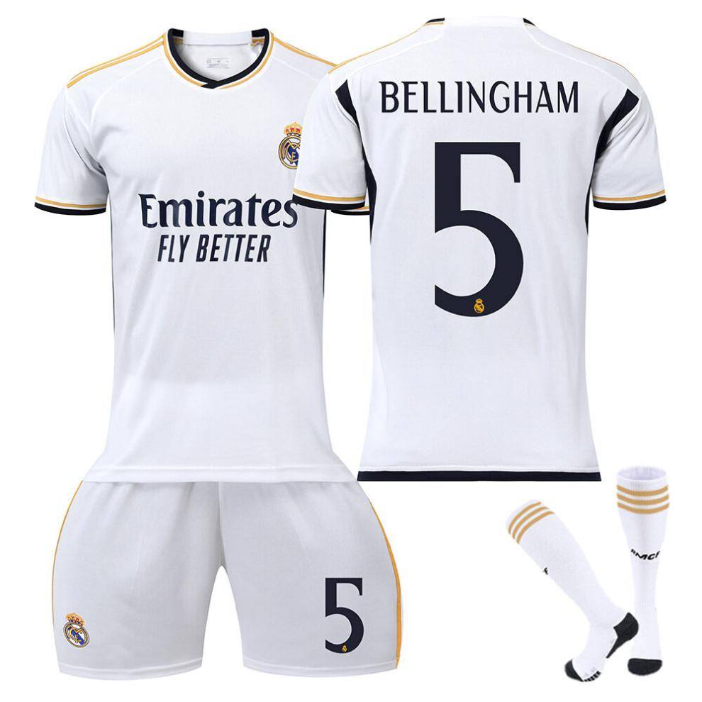 23/24 Nya Real Madrid Hemma Fotbollsträningskit (Nr 5 BELLINGHAM)