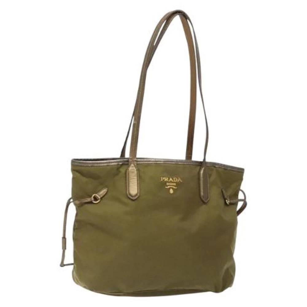 Prada Vintage Pre-owned Vintage Tote Bag - Vintage - Dame - Grøn - ONE SIZE - Uld