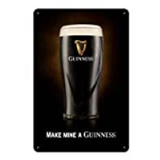 GUINNESS – Plåtskylt – 20 x 30 cm – make mine a guinness – pint – glas – öl G300/007