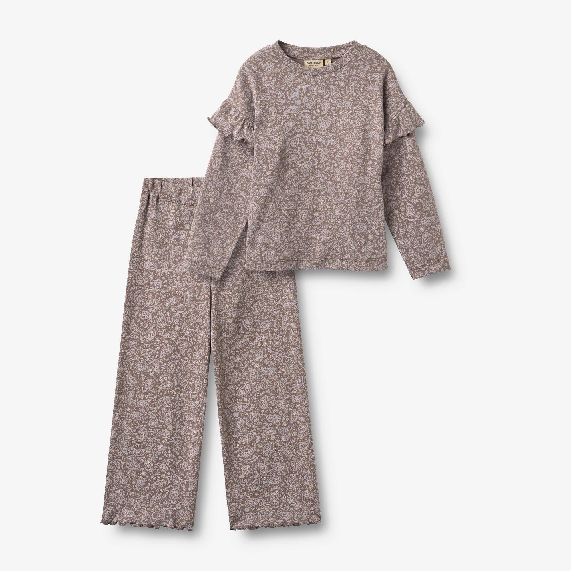WHEAT® - Sæt af T-shirt & Bukser Belinda - purple plum paisley - Str 104.