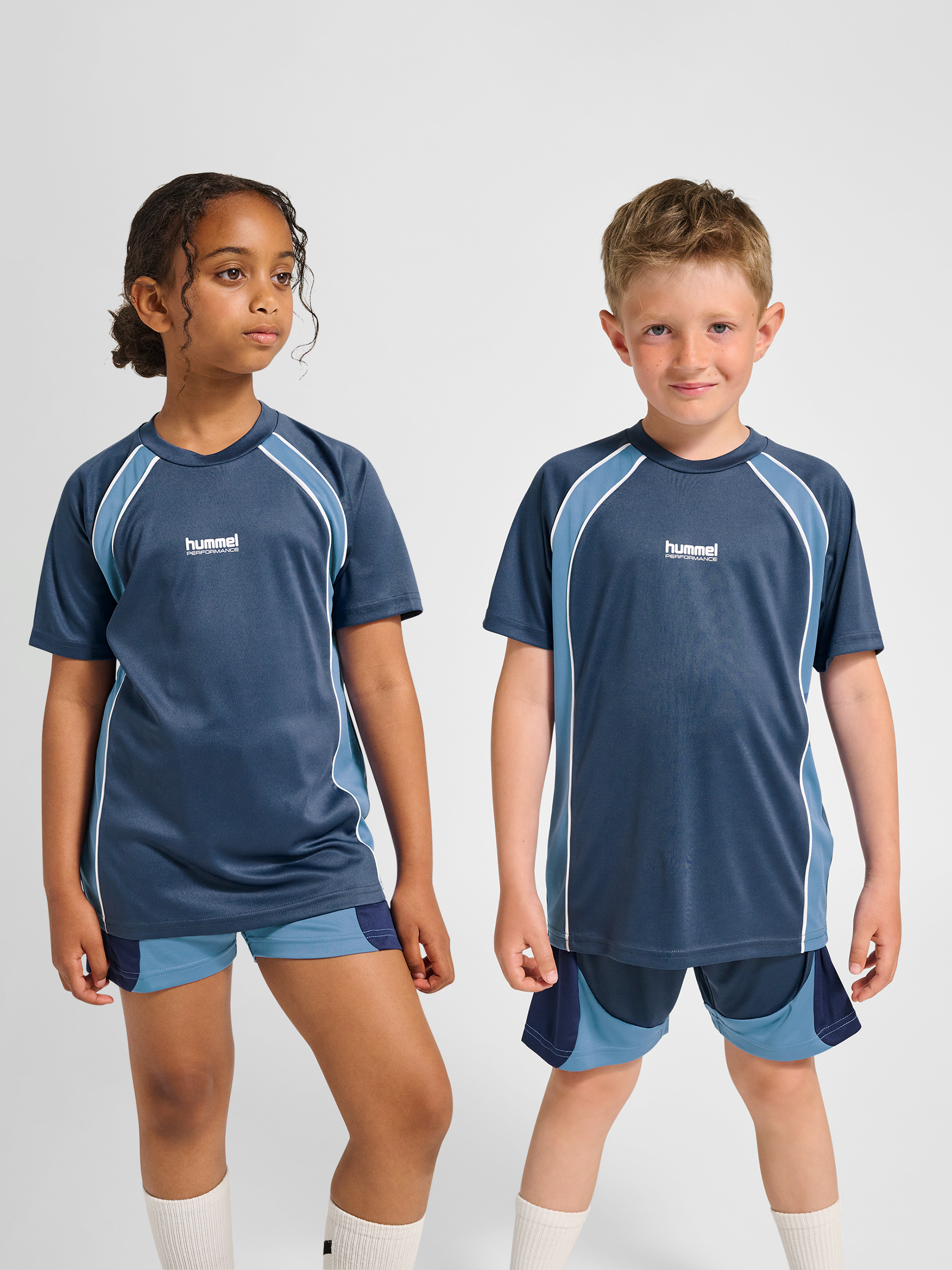 Hummel - Jr Goal Piping T-shirt S/s | Blue | T-Shirt | Børn | Str. 134/140 - Hurtig levering 1-2 hverdage