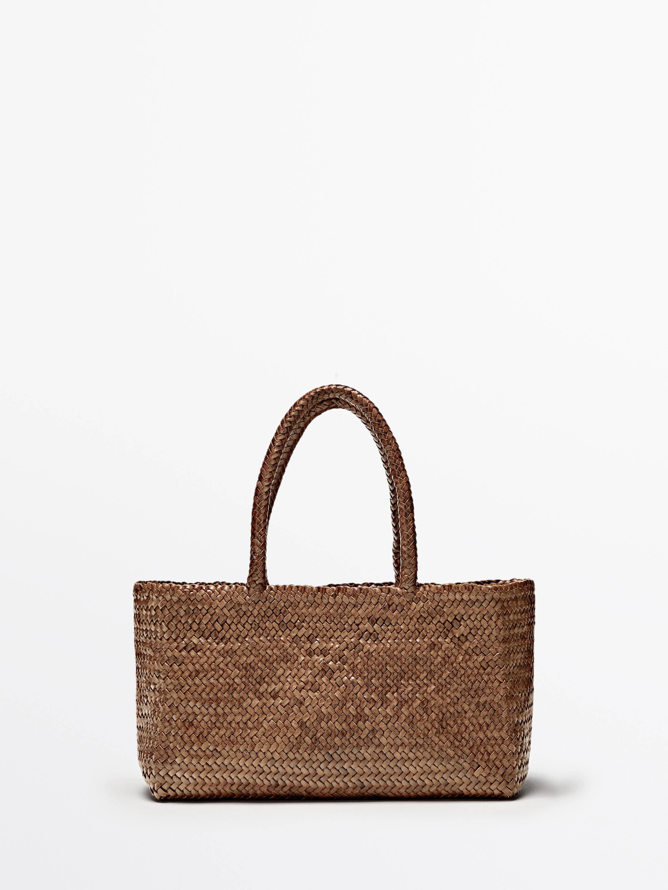 Massimo Dutti - Dame - Flettet Medium Shopper I Nappalæder - Brun - 01