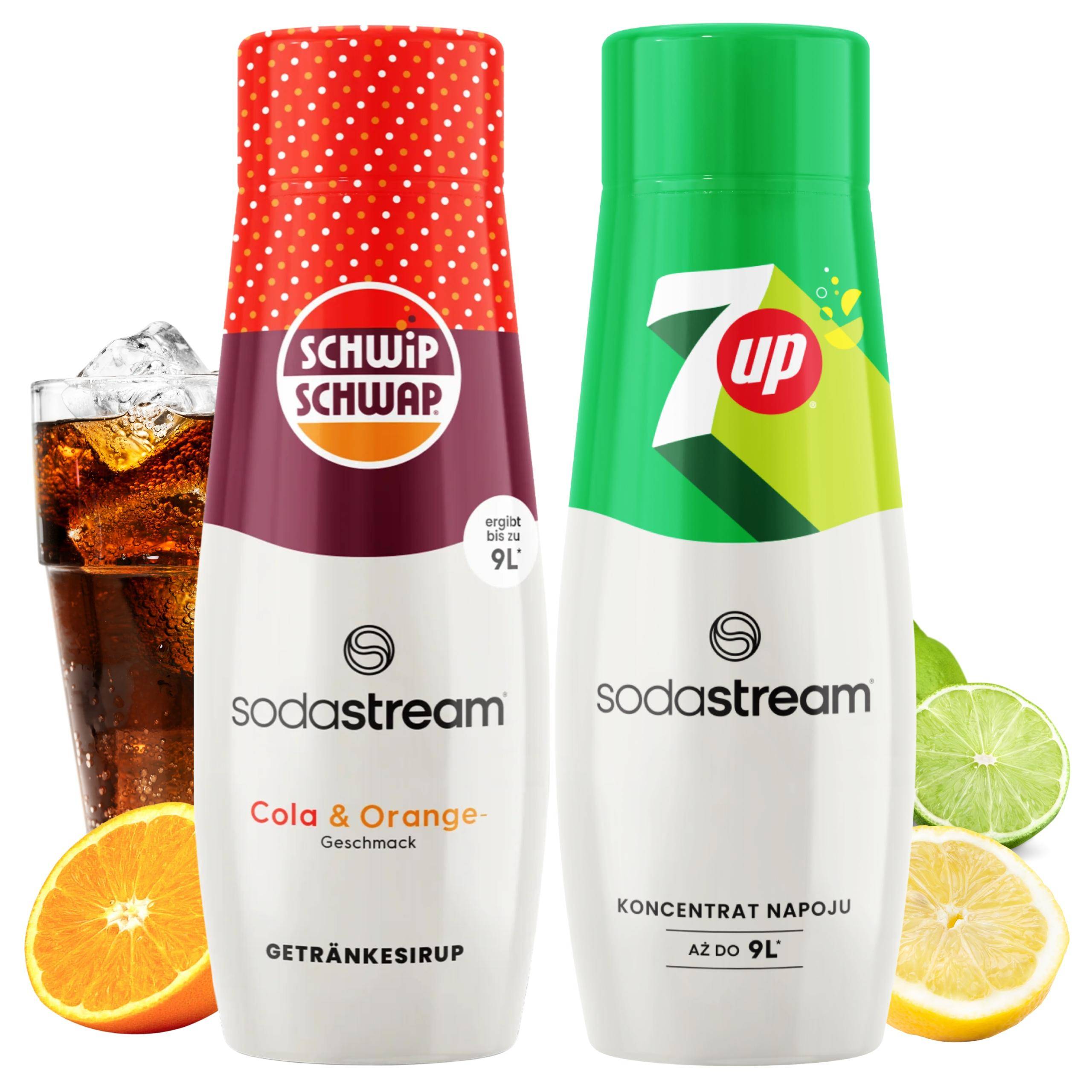 Set of 2 Sodastream Shwip Shwap Cola Orange Syrups + 7UP Lemon Lime Syrups