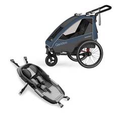 Qeridoo® børnecykelanhænger Sportrex 1 Limited Edition Jeans Blue inkl. hængekøje Plus- i dag 10x babypoints -