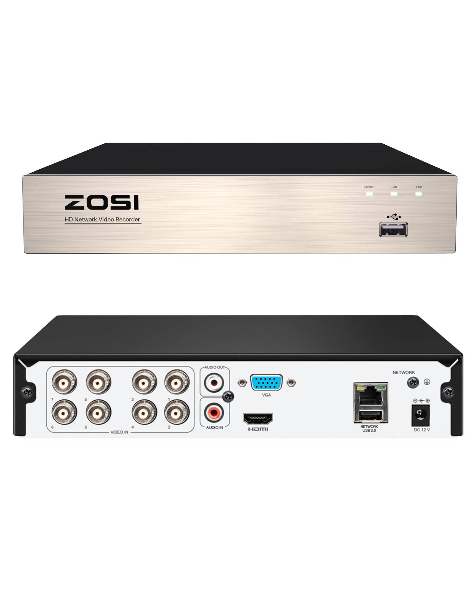 2MP 8 Channel Video Recorder DVR(ZR08VN) + Optional 1TB/2TB Hard Drive - 1TB Hard Drive