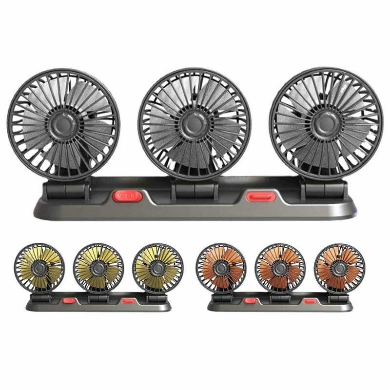 5V/12V Tre-Head Car Fan Kylning Air Small Portable 2 Hastigheter Elektriska Fläktar med Parkering Nummerplatta för Lastb