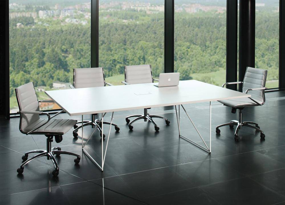 AIR Konferencebord, tynde metalben med power udtag - 220 x 130 x 74 cm.