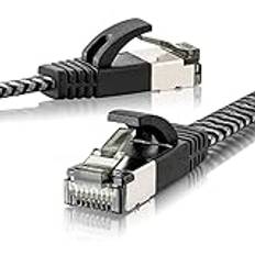 SEBSON Ethernet LAN-kabel 1 m – CAT 7 nätverkskabel 10 Gbit/s, S-FTP patchkabel RJ45 bomullskappa platt – router, PC, TV, NAS, spelkonsoler