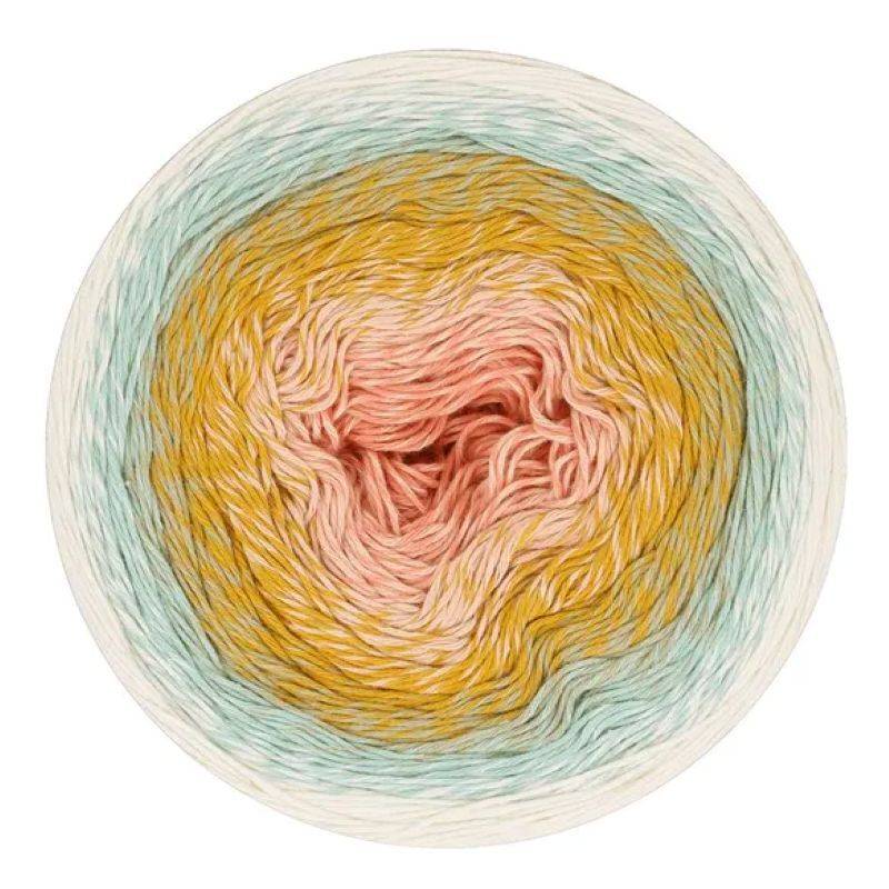 Scheepjes Cotton Whirl 728 Marshmallow Indhold:100% økologisk bomuld Vægt/længde:226 g = ca 1000 meter Anbefalede pinde:2.50-3.50 mm Strikkefasthed:10 x 10 cm = 25 m x 44 p Vask:Maskinvask op til 30°C.
