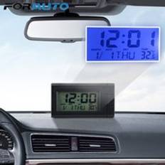 Auto klocka termometer bil ornament självhäftande temperatur display elektronisk klocka bil lcd digital display klocka