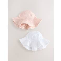 Next Pink and White Broderie 2pk Baby Bucket Hat (0mths-2yrs)