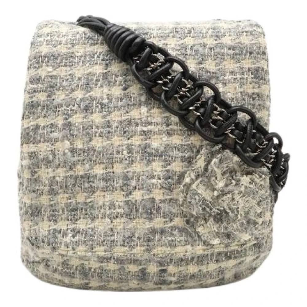 Chanel Vintage - Pre-owned Camellia Tweed Axelremsväska med Kedja Vintage - Dam - ONE Size - Tweed