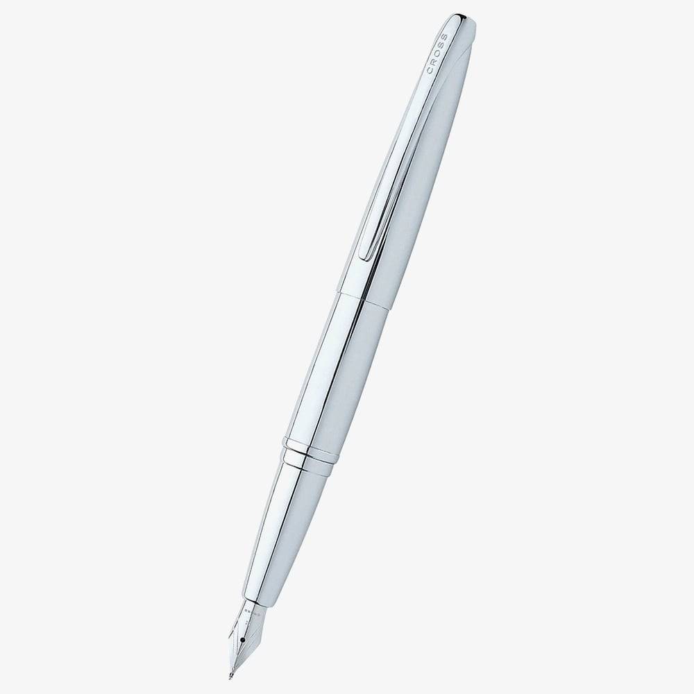 Cross ATX Pure Chrome Stainless Steel Medium Nib Fountain Pen AT886-2MS - Silver