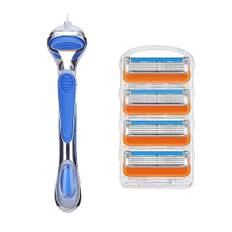 XINSHEYE Razor Replacement Blades Pack of 4 Replacement Orange Shaver Gillette Fusion Manual Razor Men