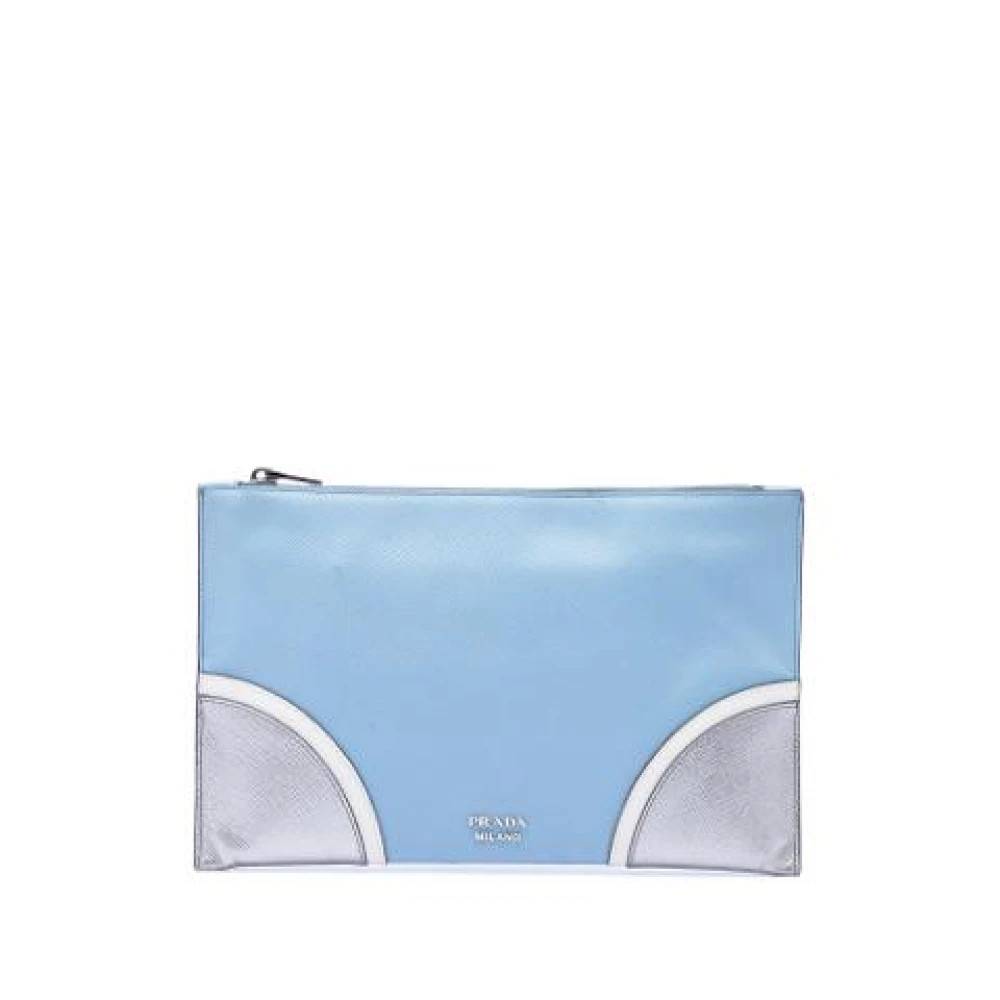 Prada Vintage Pre-owned Clutch Taske - Vintage - Dame - Blå - ONE SIZE - Læder