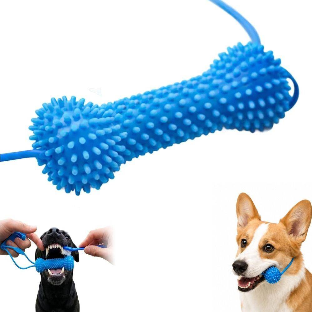 PVC Hund Dental Tuggleksak Blå Hundtandborstningsleksak Dubbelverkande Hundtandvårdsprop Husdjurs Munvård