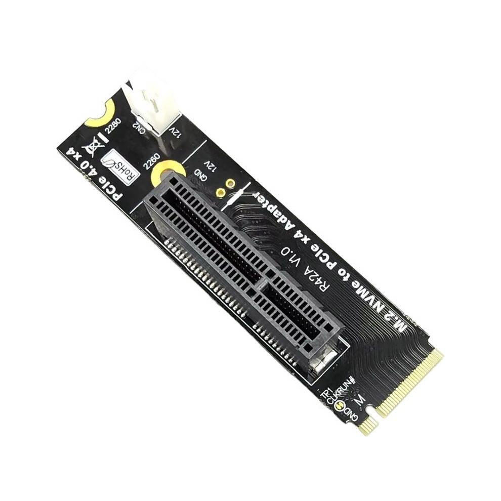 M2 NVMe Key-M to PCI-E 4.0 X4 Riser Card Adapter Board Converter Card with Power Cord for M.2 M Key 2260 2280 SSD